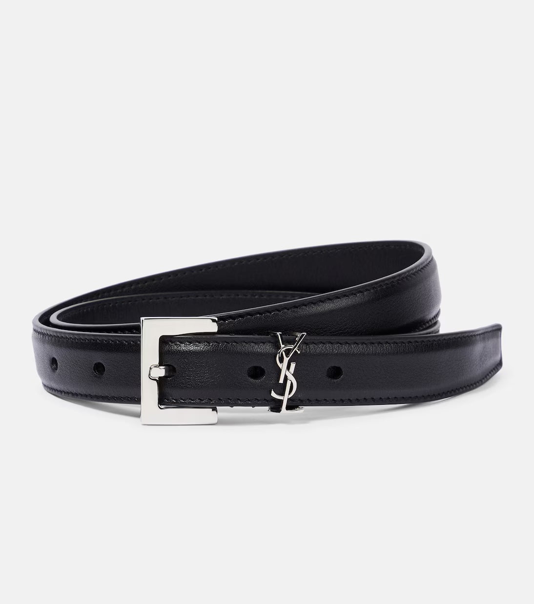 YSL CASSANDRE 20 EMBELLISHED CALFSKIN LEATHER BELT