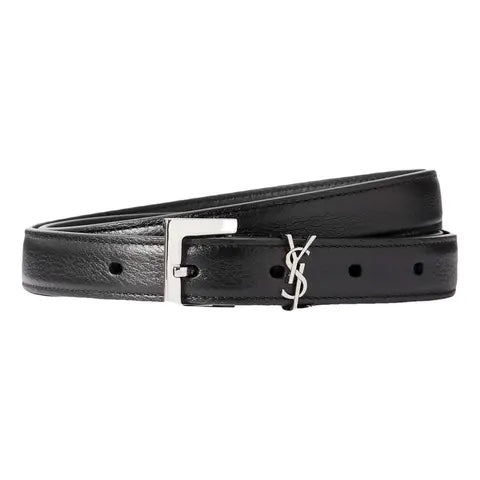 YSL CASSANDRE 20 EMBELLISHED CALFSKIN LEATHER BELT