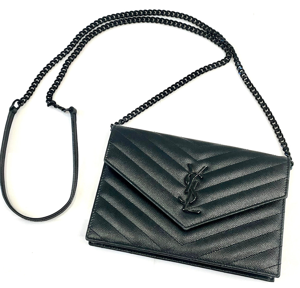 YSL CASSANDRE LAMBSKIN WALLET ON A CHAIN