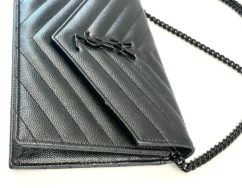 YSL CASSANDRE LAMBSKIN WALLET ON A CHAIN
