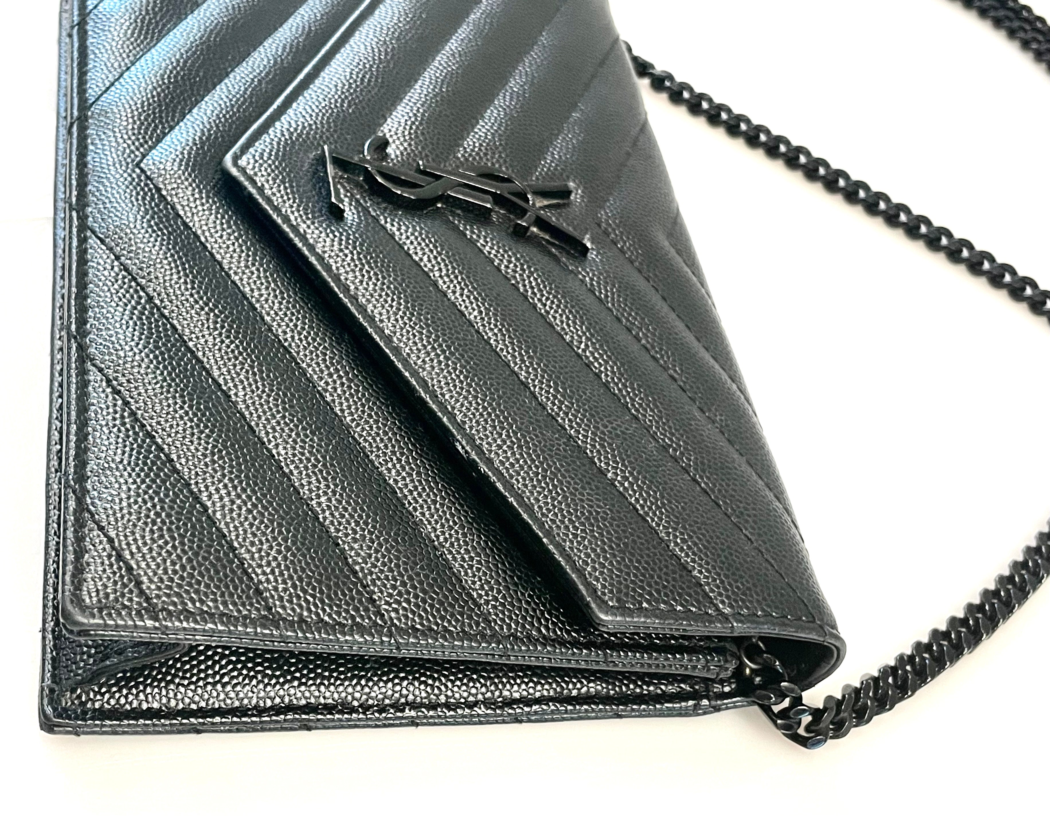 YSL CASSANDRE LAMBSKIN WALLET ON A CHAIN