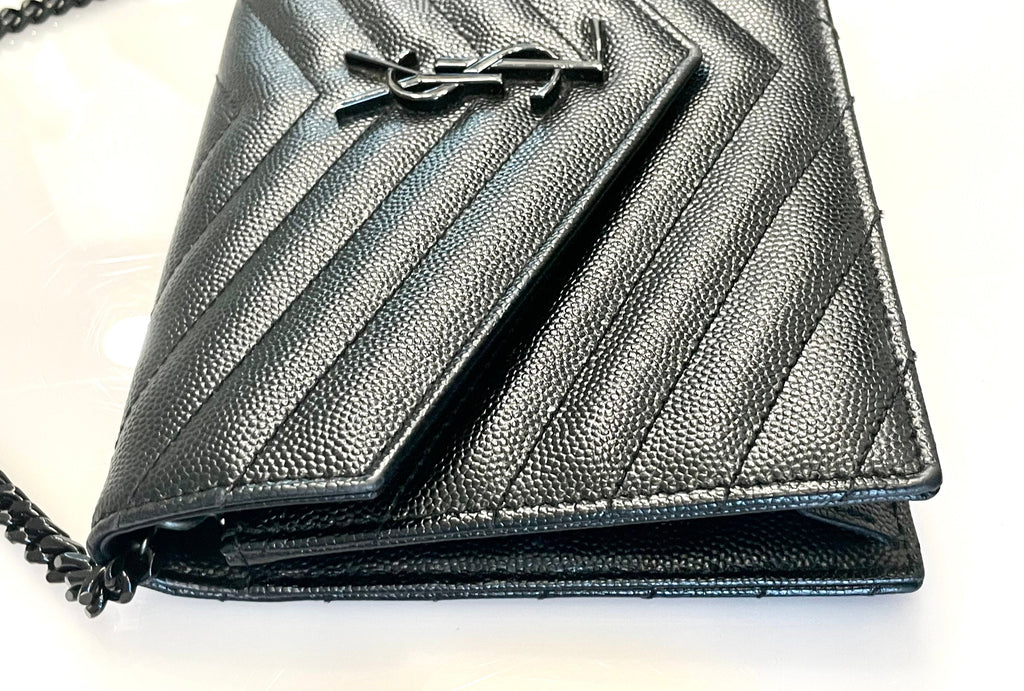 YSL CASSANDRE LAMBSKIN WALLET ON A CHAIN