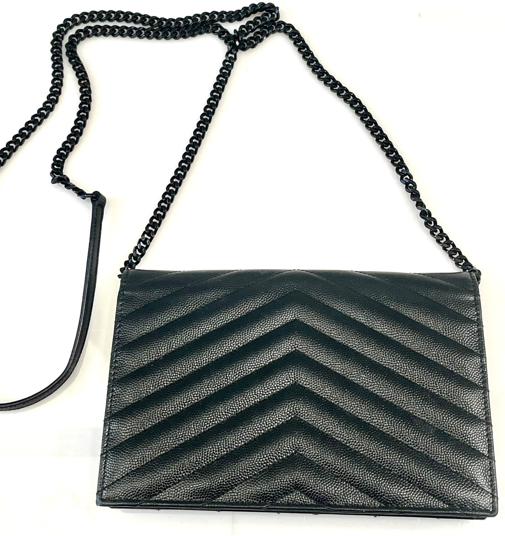 YSL CASSANDRE LAMBSKIN WALLET ON A CHAIN