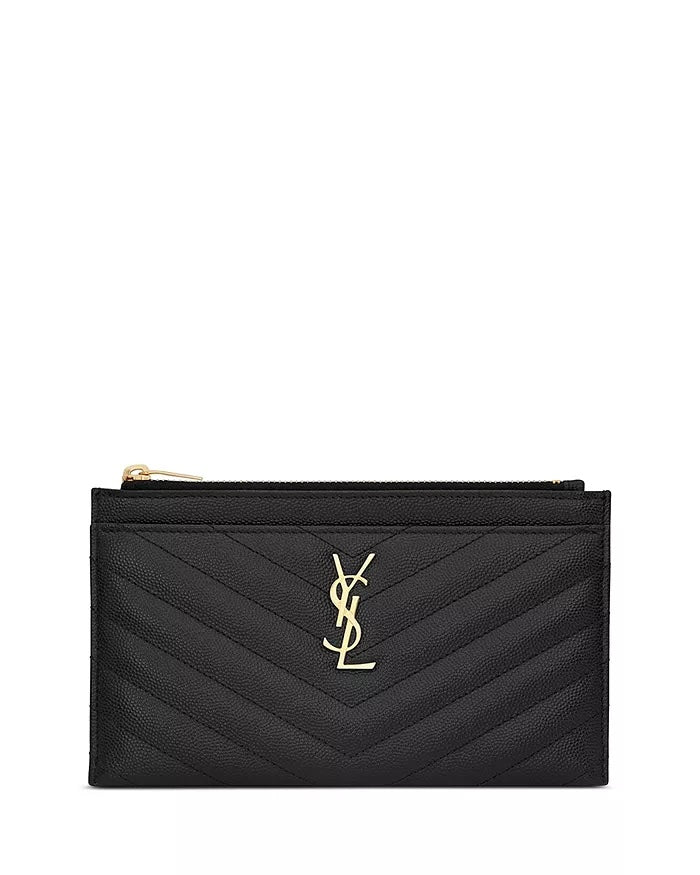 YSL MONOGRAM CHEVRON QUILTED CALFSKIN CLUTCH BAG