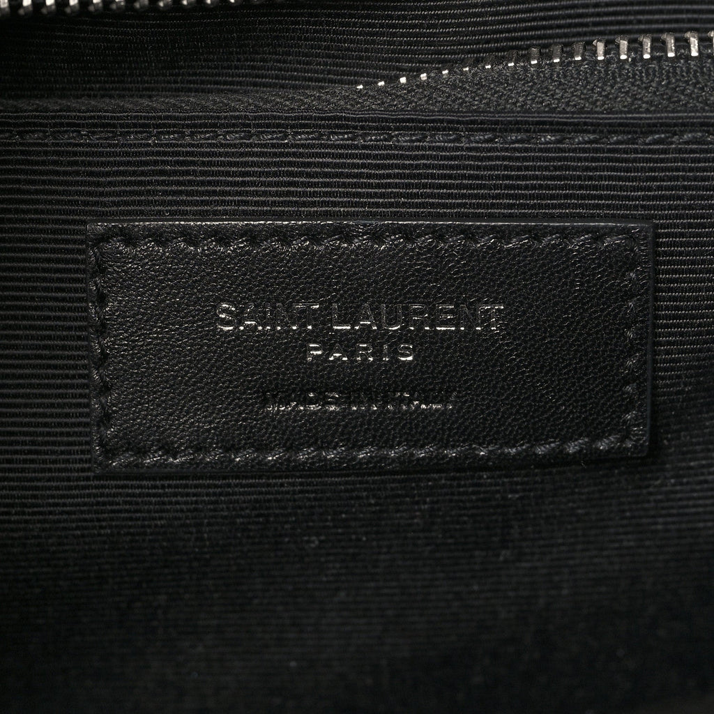 YSL CROC EMBOSSED LEATHER MONOGRAM LARGE SHOULDER BAG