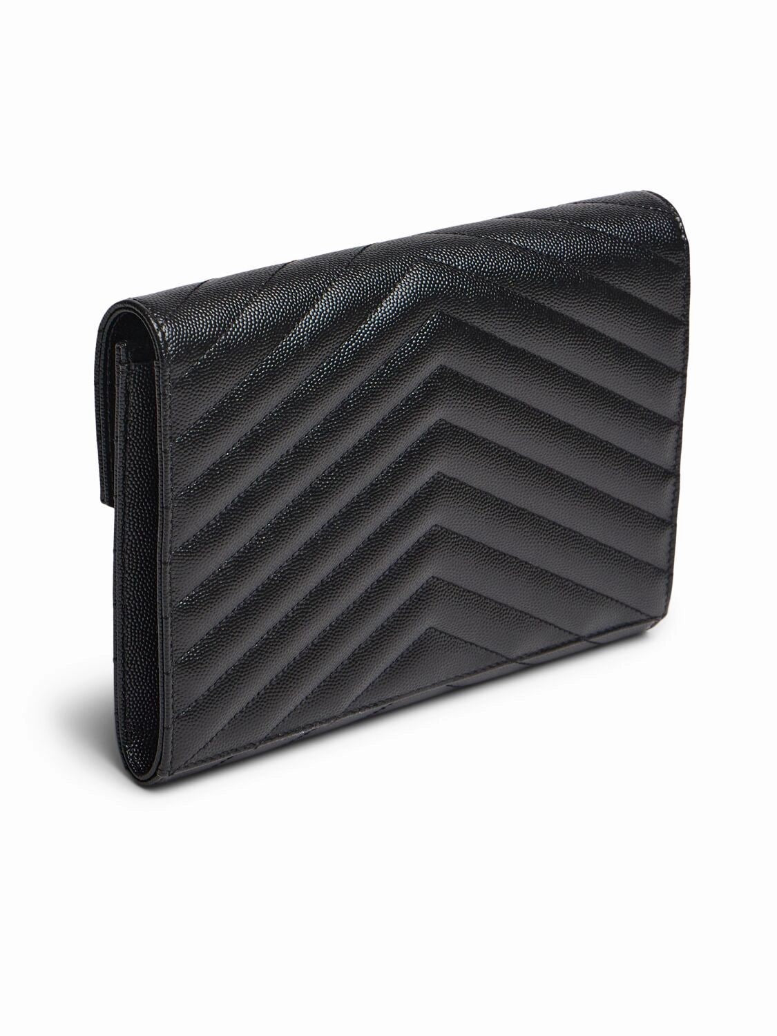 YSL ENVELOPE FLAP MIX MATELASSÉ GRAIN DE POUDRE EMBOSSED LEATHER CLUTCH BAG