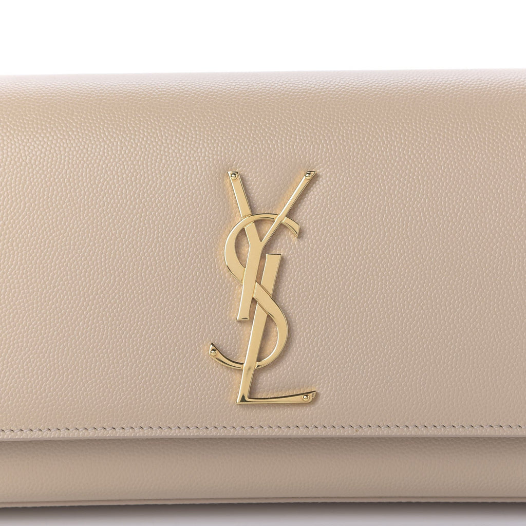 YSL GRAIN DE POUDRE LEATHER CASSANDRE MONOGRAM CLUTCH BAG