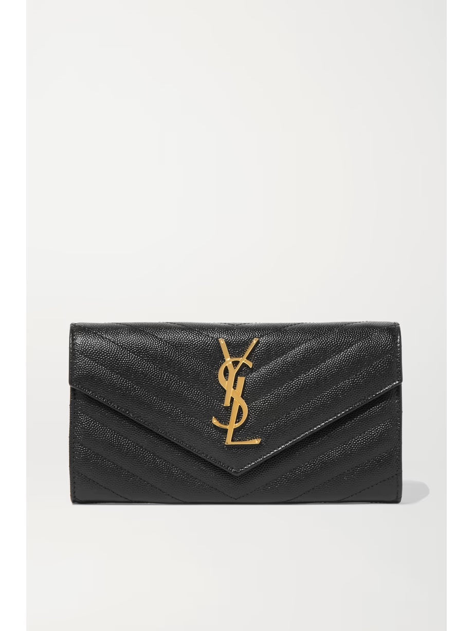 YSL GRAIN DE POUDRE MONOGRAM LARGE FLAP WALLET