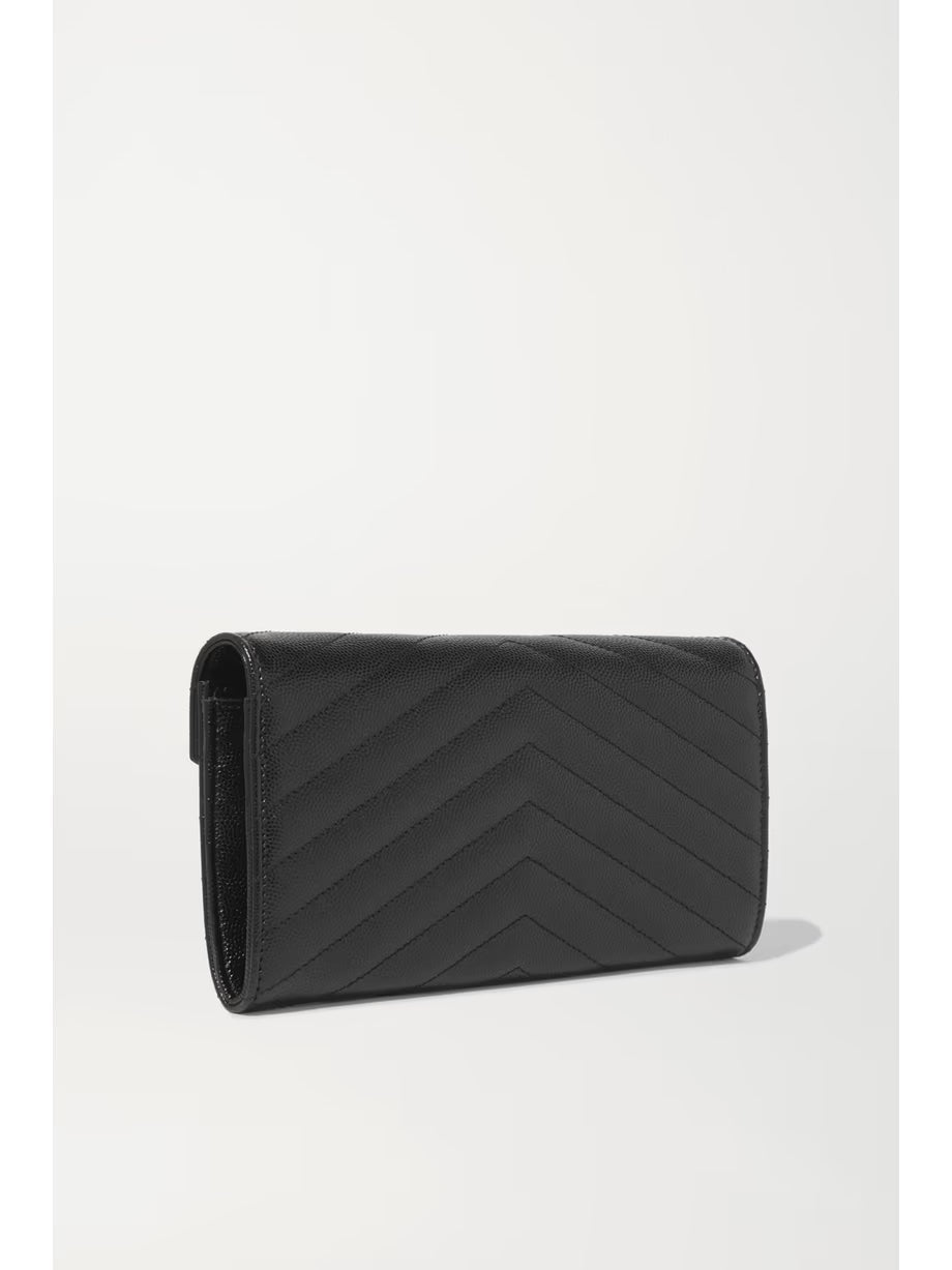 YSL GRAIN DE POUDRE MONOGRAM LARGE FLAP WALLET