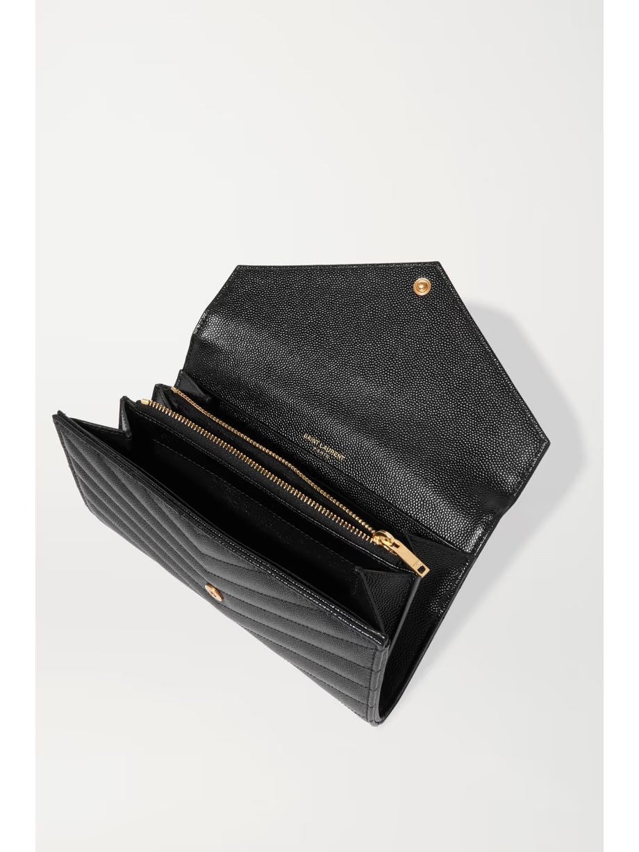 YSL GRAIN DE POUDRE MONOGRAM LARGE FLAP WALLET