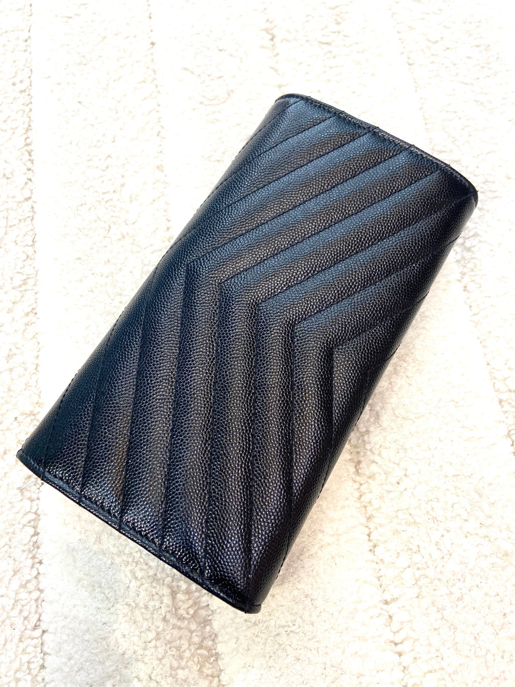 YSL GRAIN DE POUDRE MONOGRAM LARGE FLAP WALLET