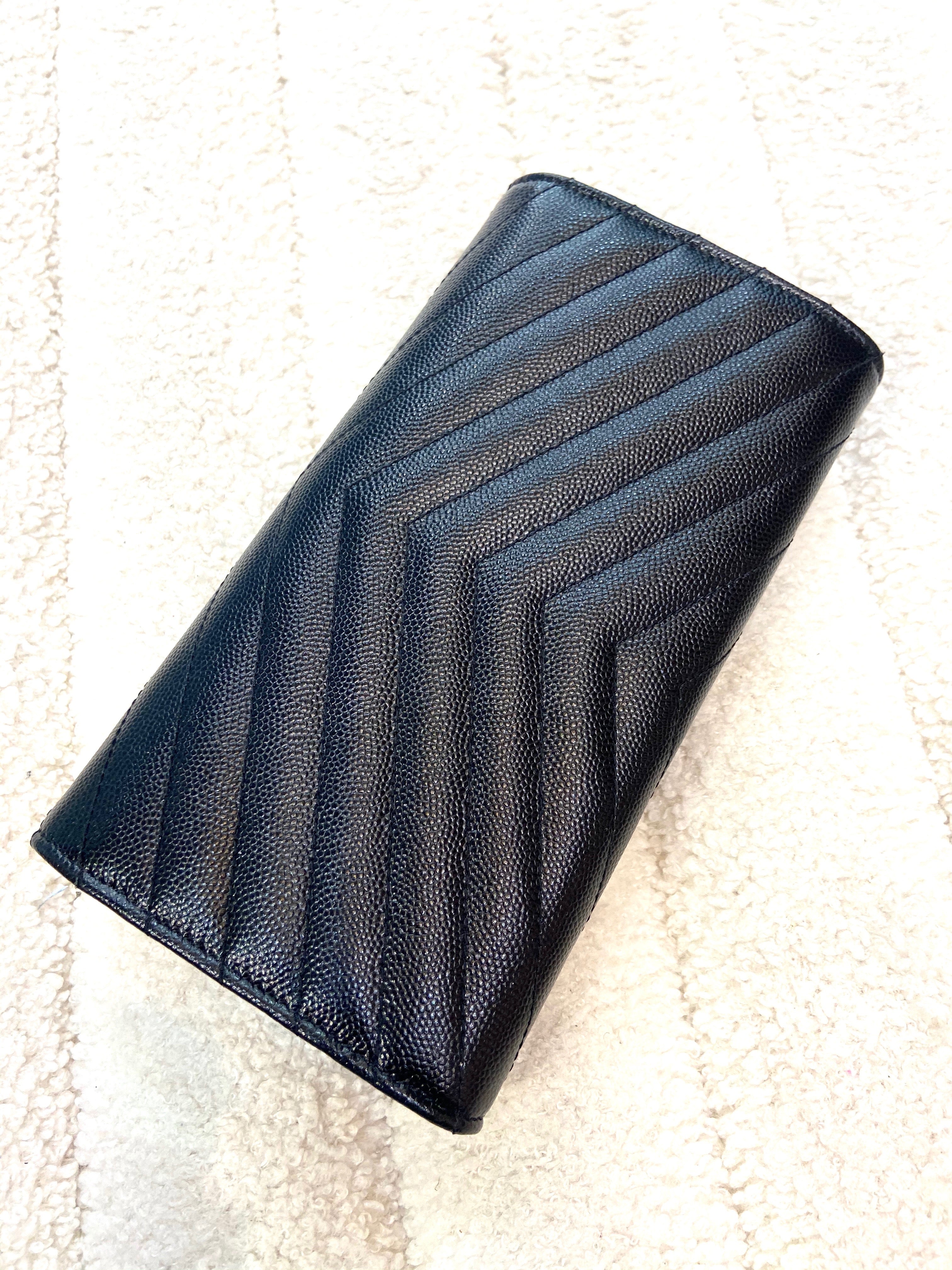 YSL GRAIN DE POUDRE MONOGRAM LARGE FLAP WALLET