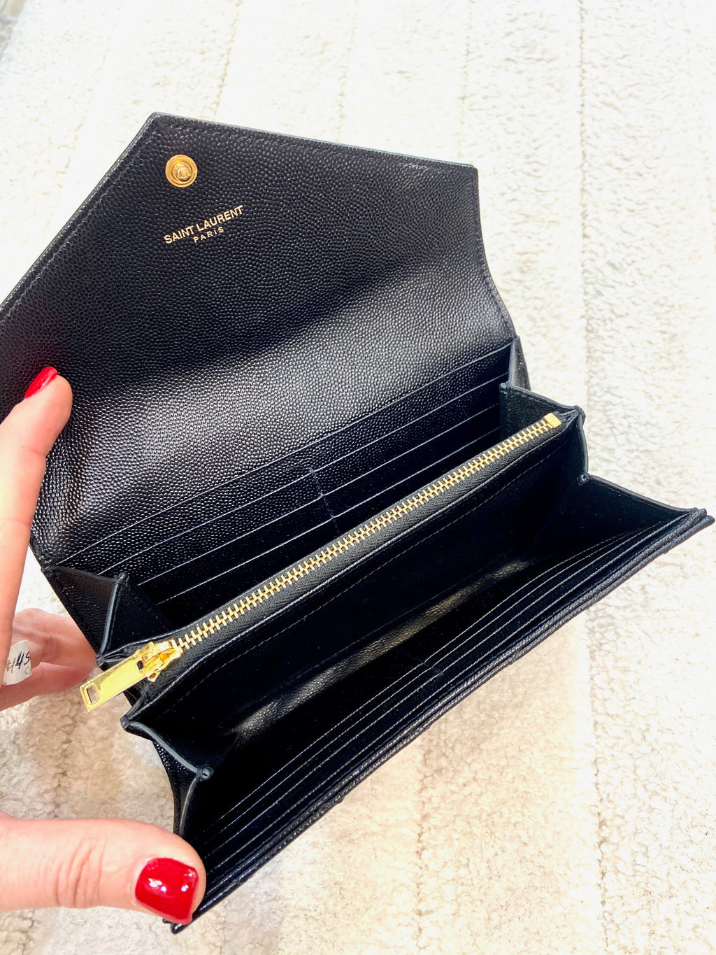 YSL GRAIN DE POUDRE MONOGRAM LARGE FLAP WALLET