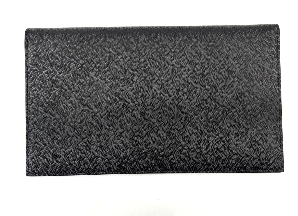 YSL GRAIN DE POUDRE UPTOWN CALFSKIN LEATHER ENVELOPE CLUTCH