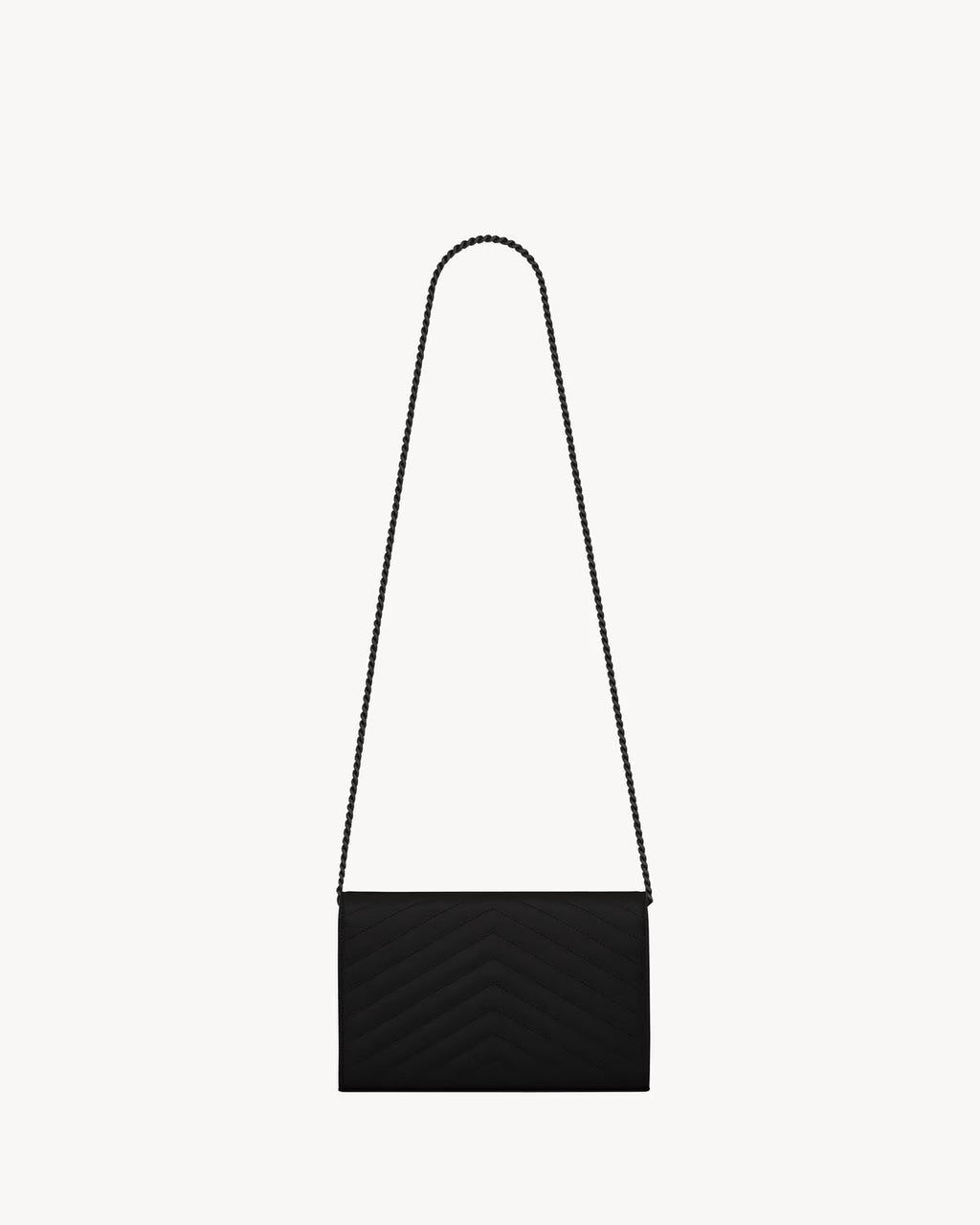 YSL GRAIN DE POUDRE GRAINED LEATHER WALLET ON A CHAIN