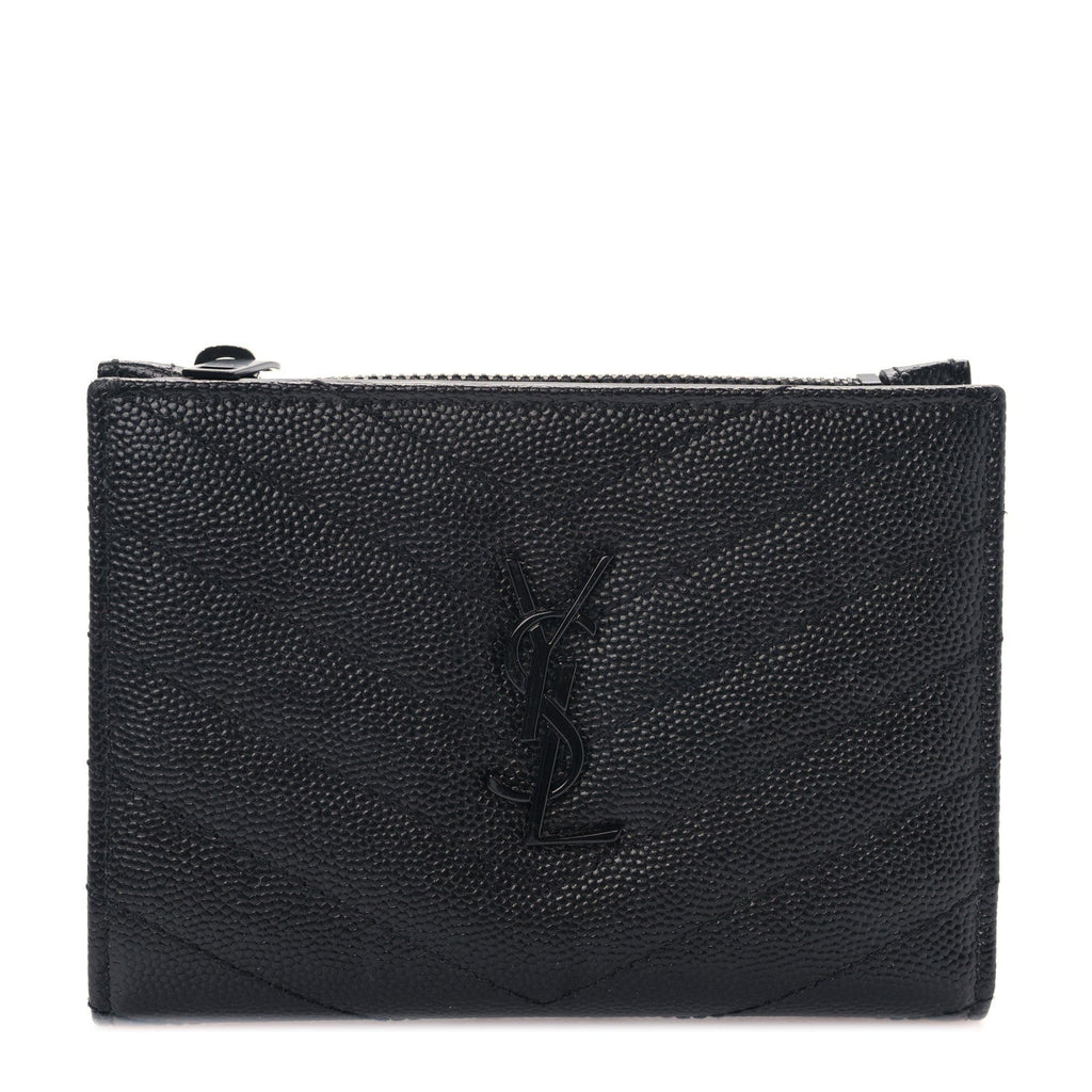 YSL GRAIN DE POUDRE MATELASSE CHEVRON CASSANDRE FRAGMENTS BI-FOLD WALLET