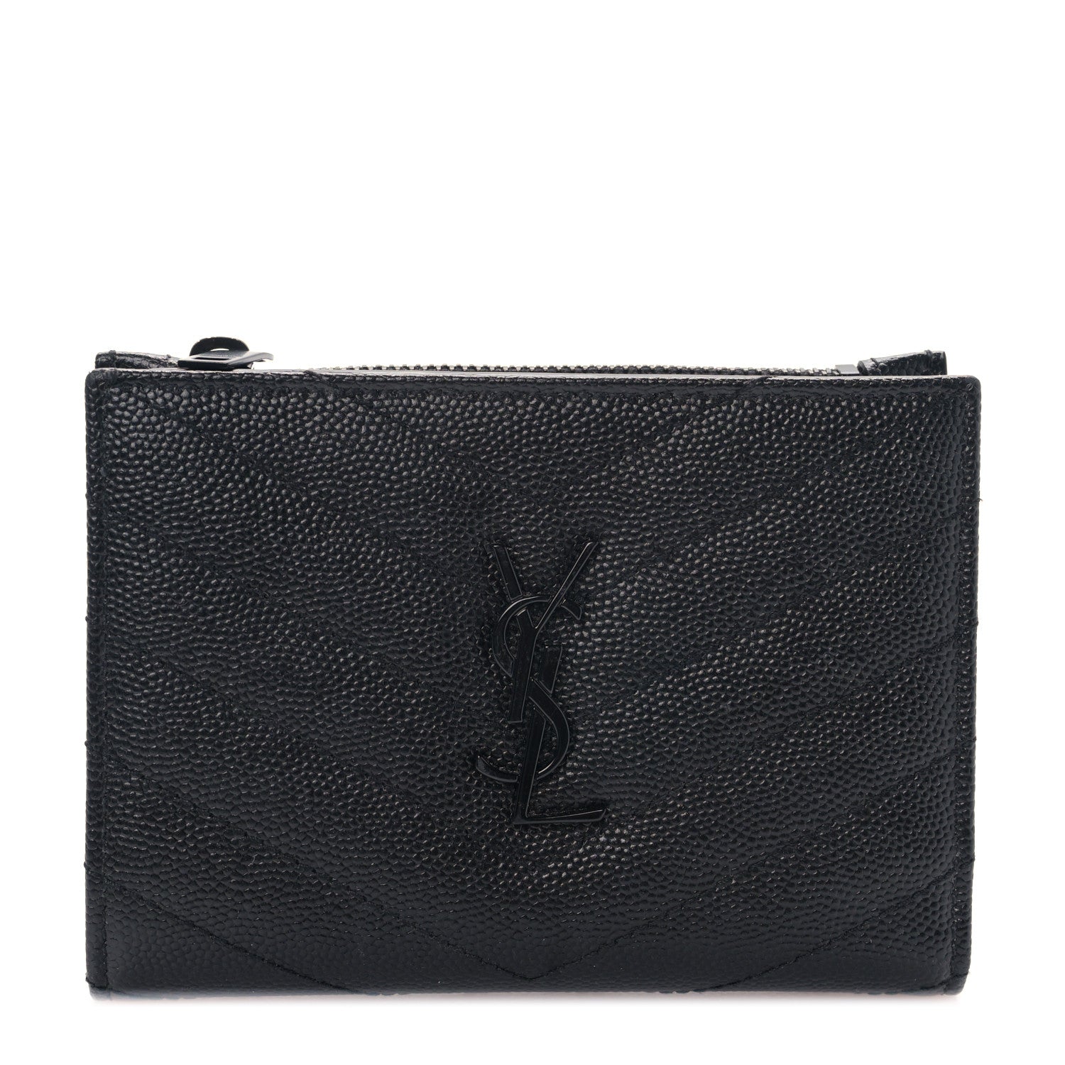 YSL GRAIN DE POUDRE MATELASSE CHEVRON CASSANDRE FRAGMENTS BI-FOLD WALLET