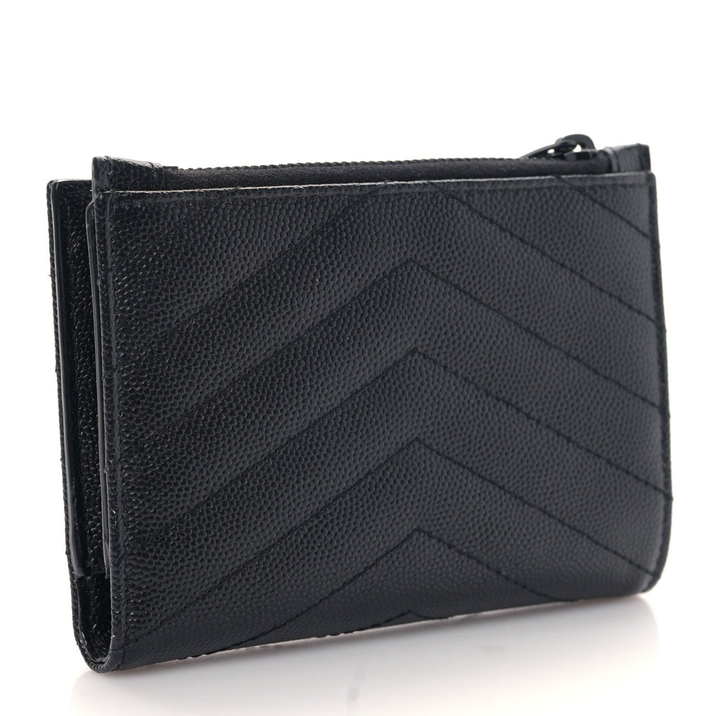 YSL GRAIN DE POUDRE MATELASSE CHEVRON CASSANDRE FRAGMENTS BI-FOLD WALLET