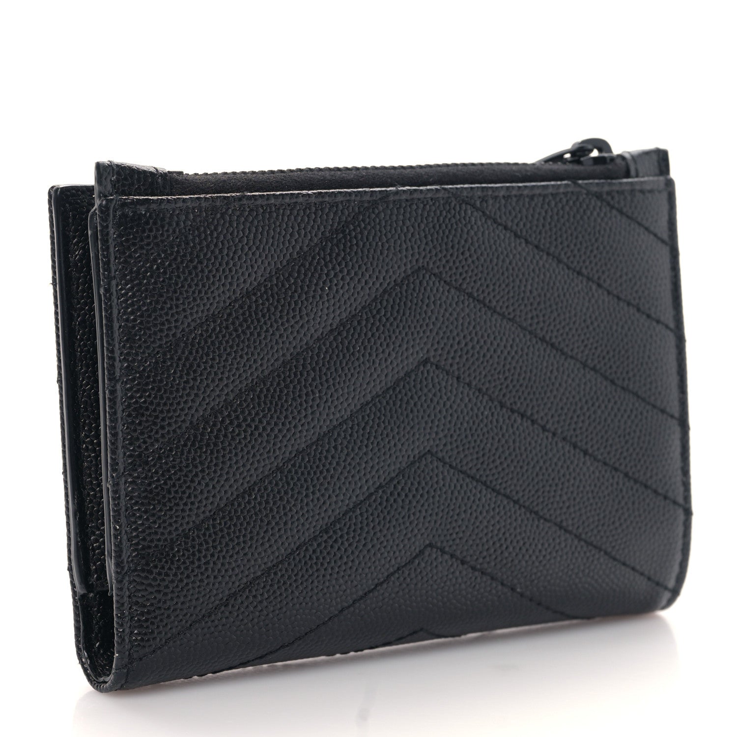YSL GRAIN DE POUDRE MATELASSE CHEVRON CASSANDRE FRAGMENTS BI-FOLD WALLET