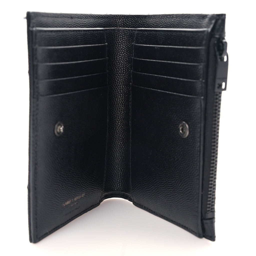 YSL GRAIN DE POUDRE MATELASSE CHEVRON CASSANDRE FRAGMENTS BI-FOLD WALLET