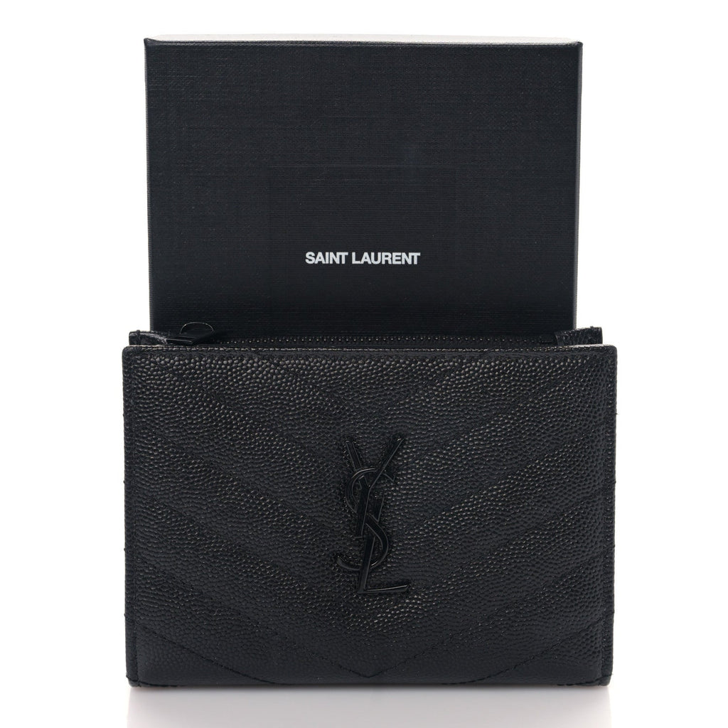 YSL GRAIN DE POUDRE MATELASSE CHEVRON CASSANDRE FRAGMENTS BI-FOLD WALLET