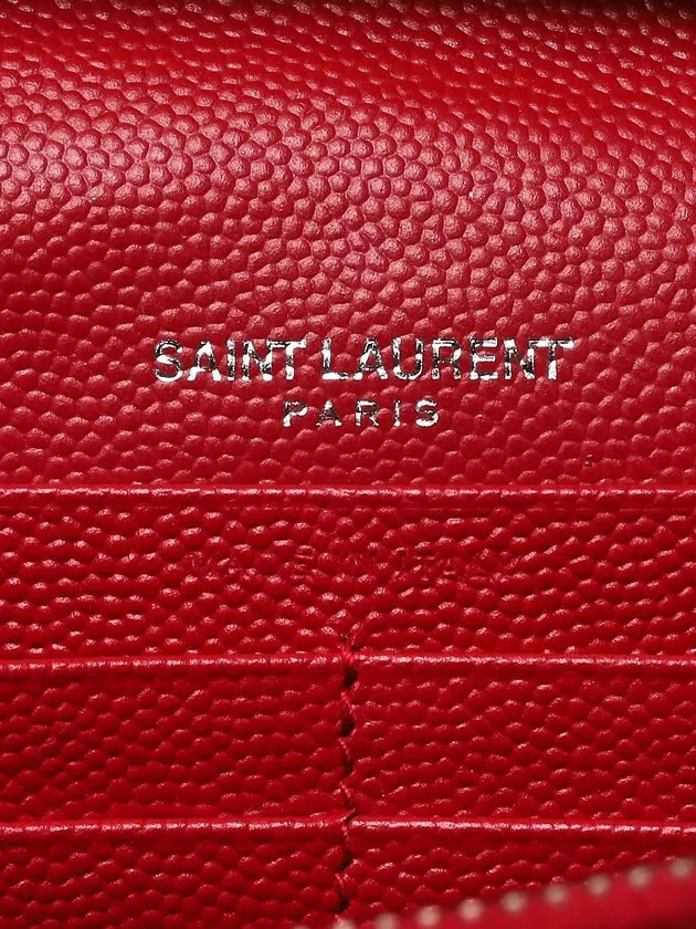 YSL MONOGRAM GRAIN DE POUDRE LEATHER CHAIN WALLET