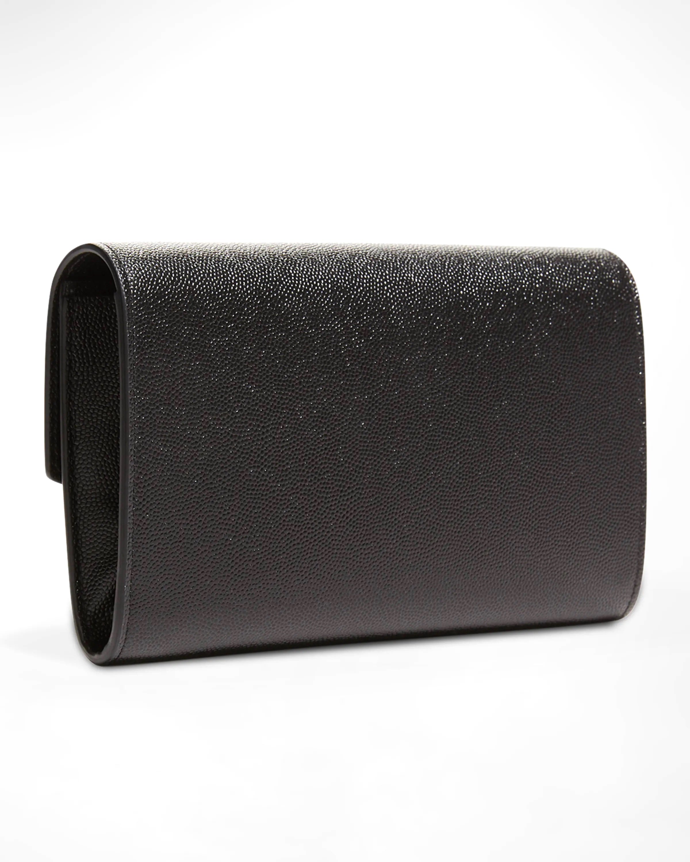 YSL GRAIN DE POUDRE LEATHER UPTOWN WALLET ON CHAIN