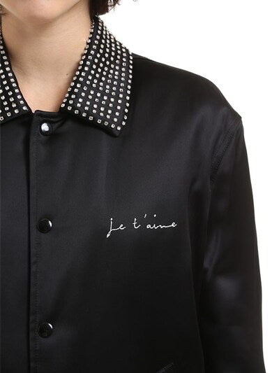 YSL JE T'AIME CRYSTAL EMBELLISHED COLLAR BOMBER JACKET