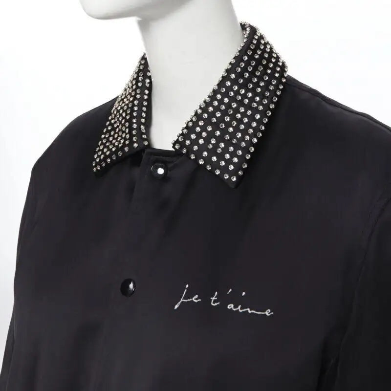 YSL JE T'AIME CRYSTAL EMBELLISHED COLLAR BOMBER JACKET