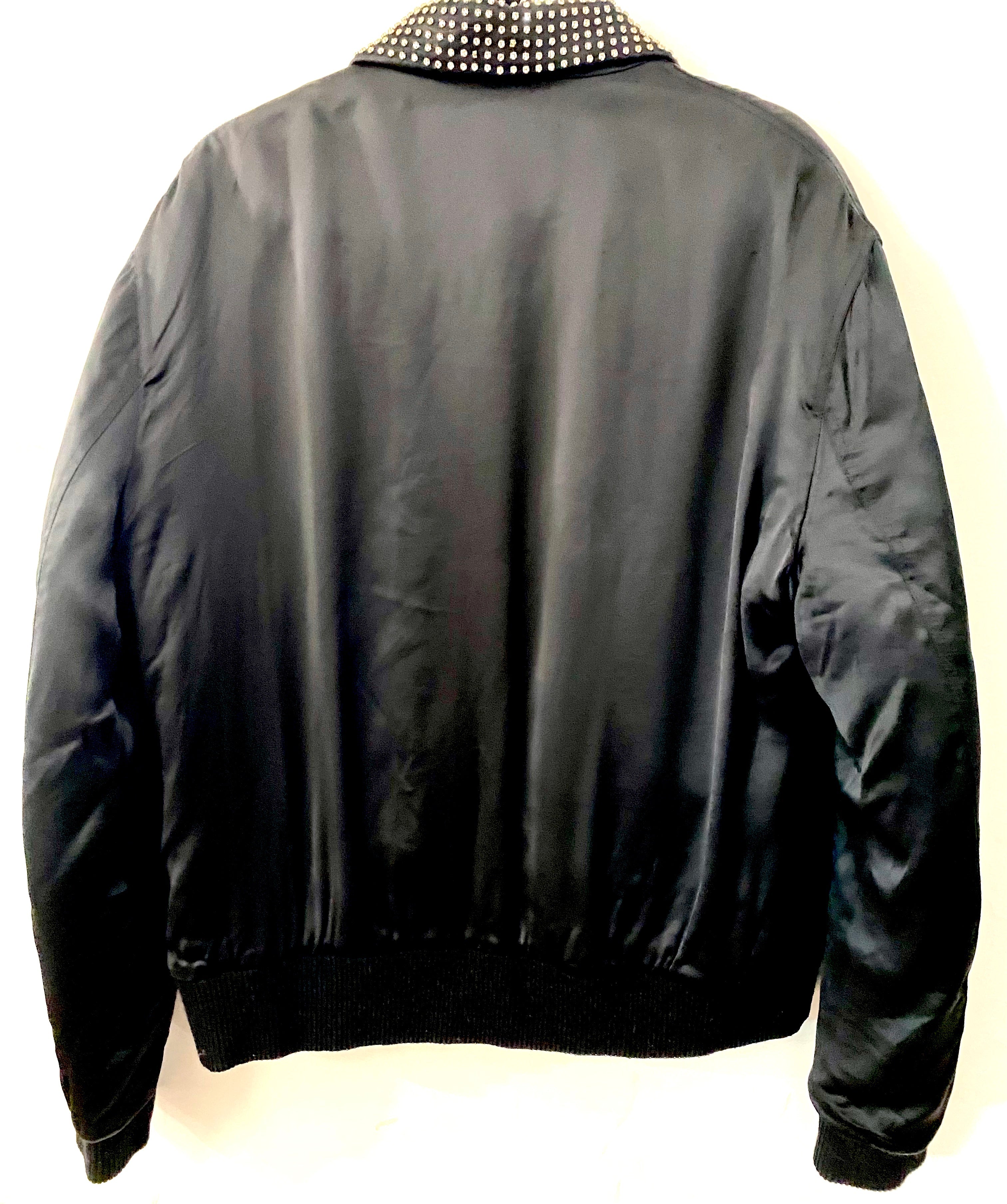 YSL JE T'AIME CRYSTAL EMBELLISHED COLLAR BOMBER JACKET