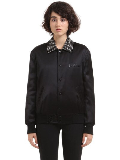 YSL JE T'AIME CRYSTAL EMBELLISHED COLLAR BOMBER JACKET