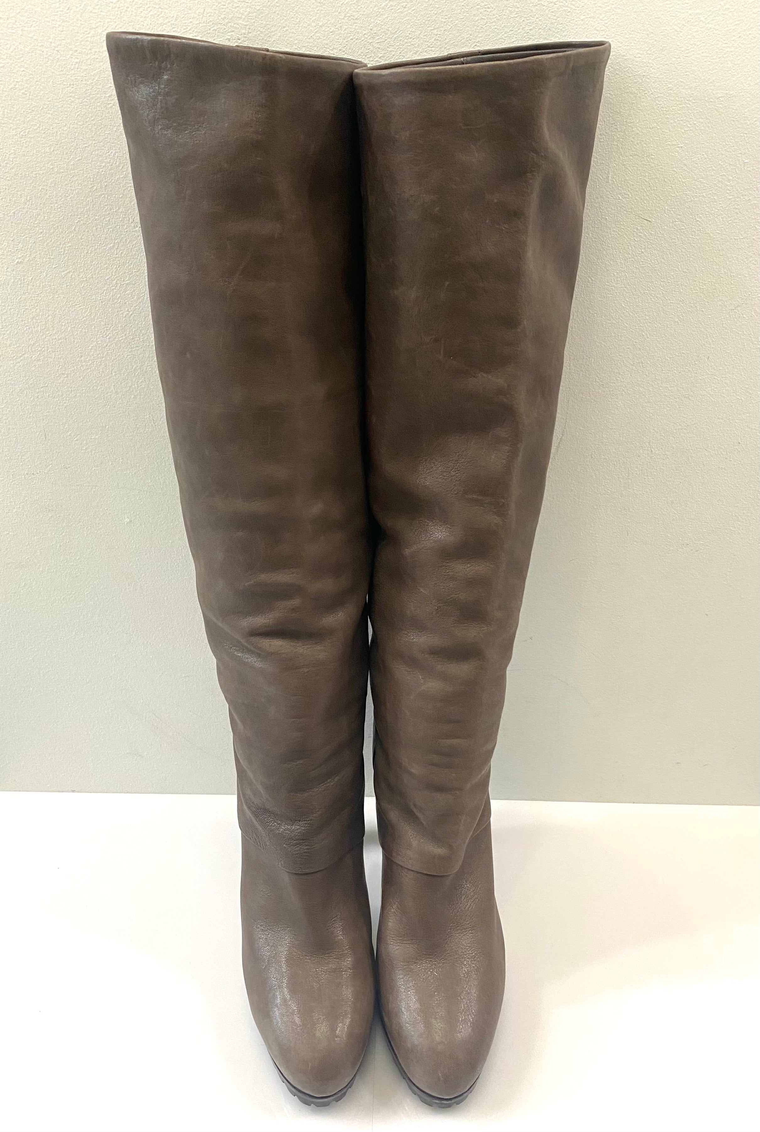 YVES SAINT LAURENT KNEE HIGH LEATHER BOOTS