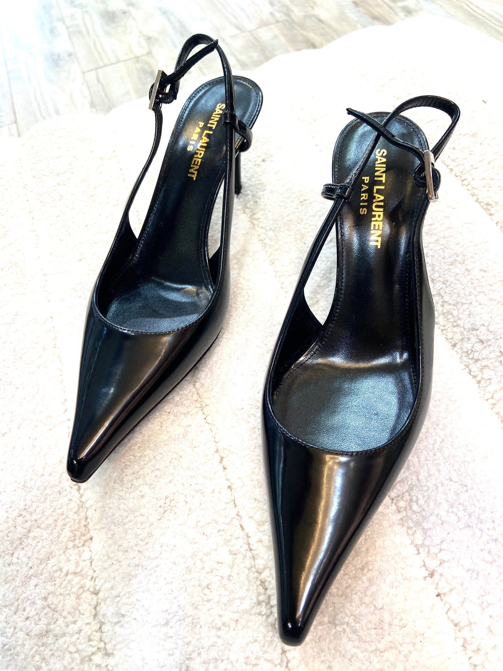YSL KISS PATENT LEATHER SLINGBACK PUMPS