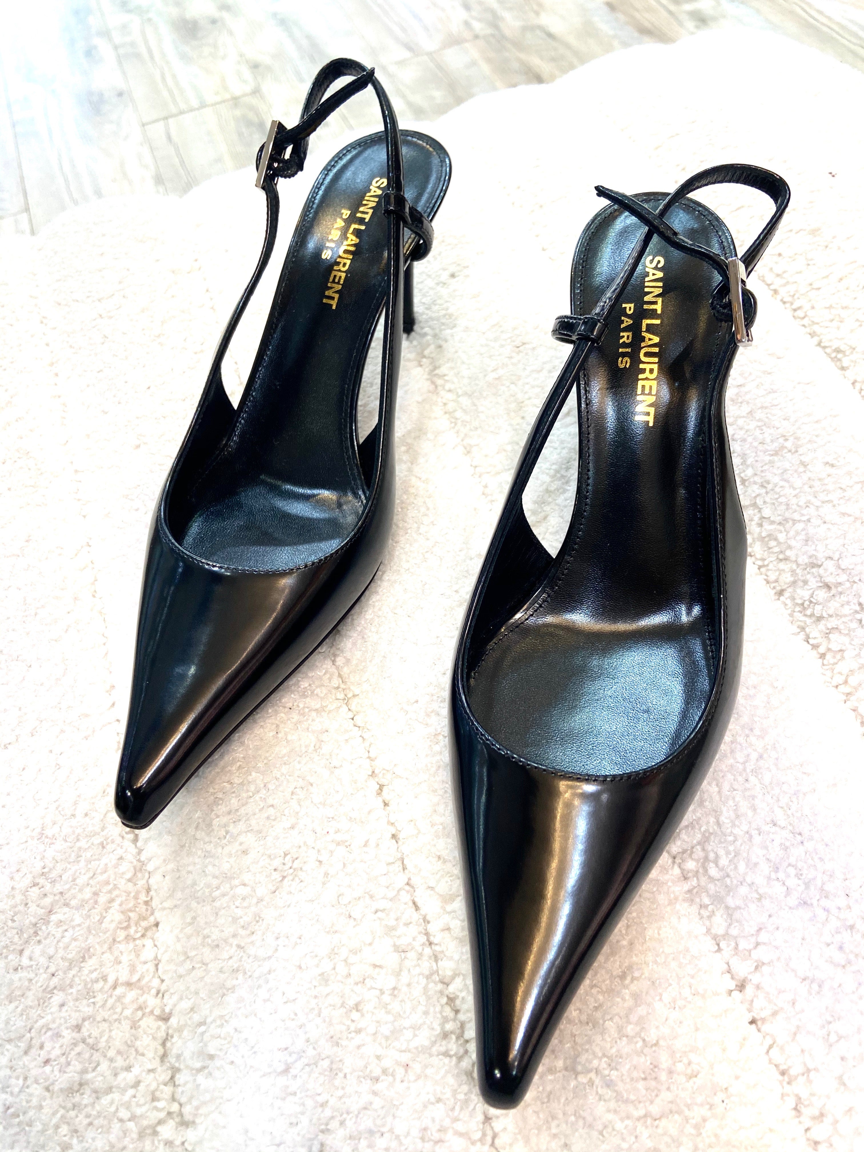 YSL KISS PATENT LEATHER SLINGBACK PUMPS