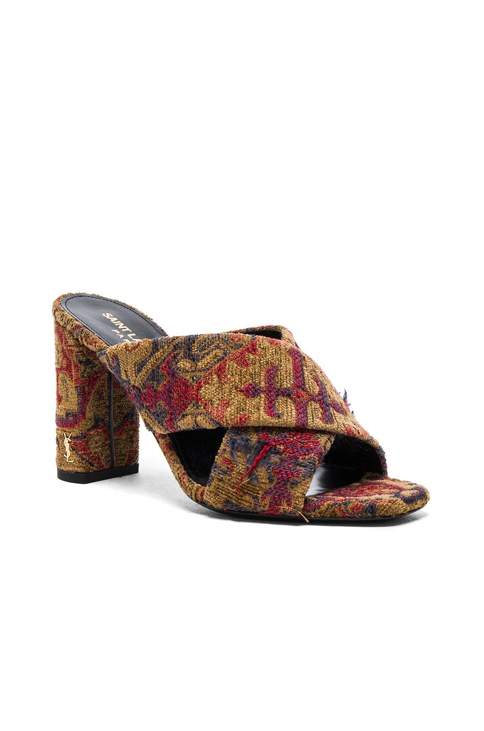 YSL LOULOU TAPESTRY JACQUARD MULES