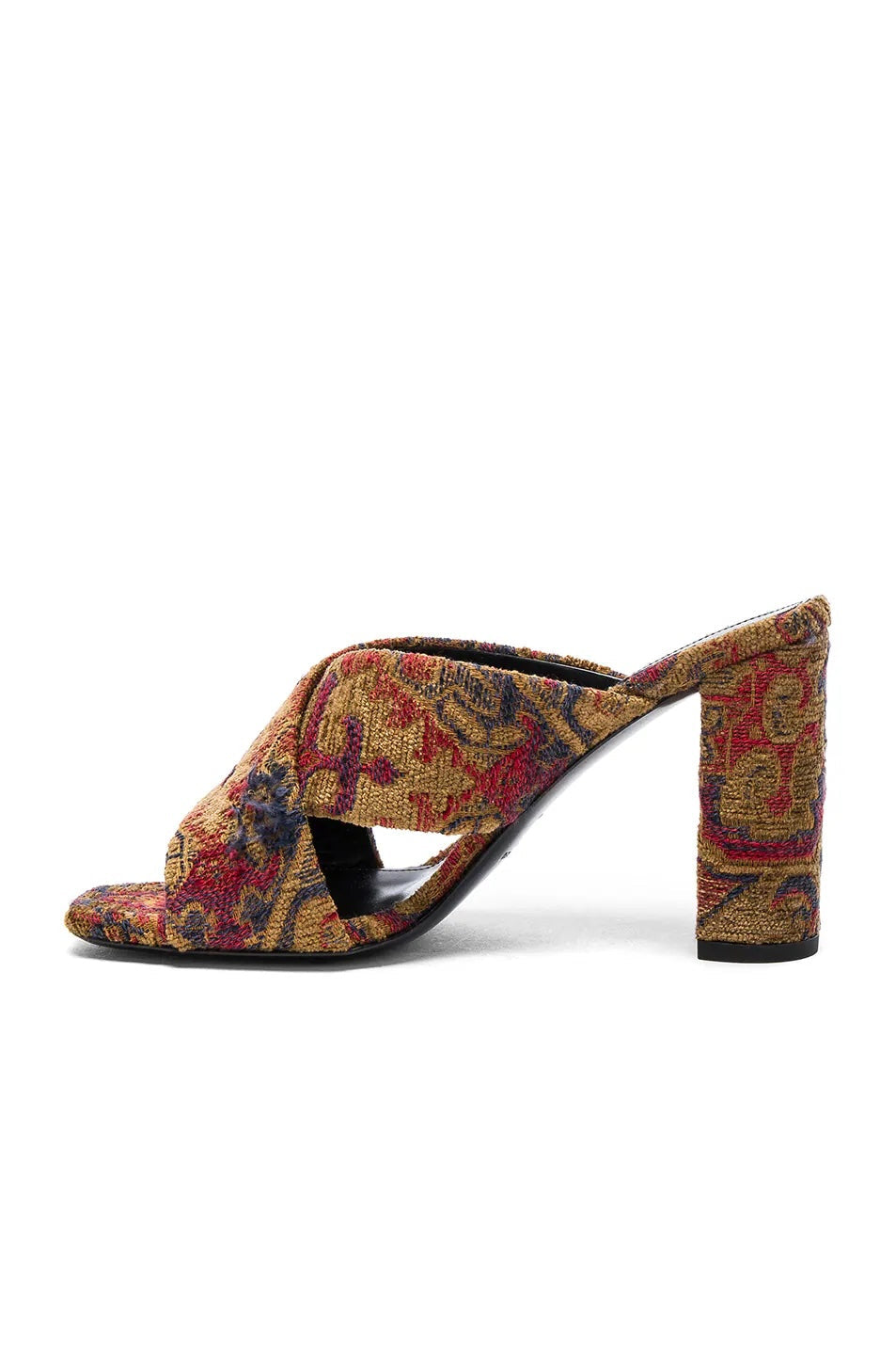YSL LOULOU TAPESTRY JACQUARD MULES