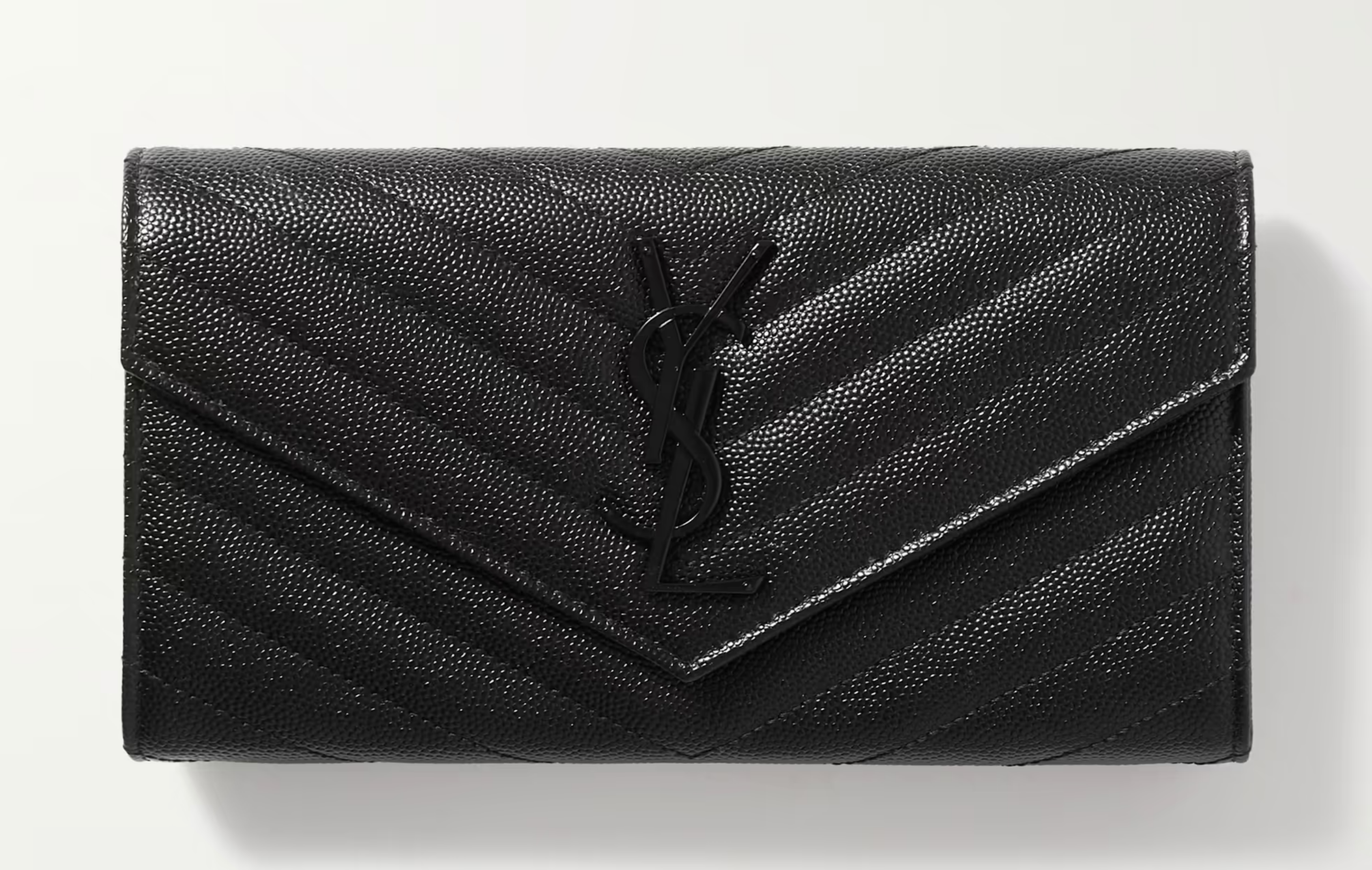 YVES SAINT LAURENT MONOGRAM QUILTED TEXTURED LEATHER WALLET