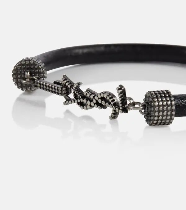 YSL OPYUM EMBELLISHED LEATHER BRACELET