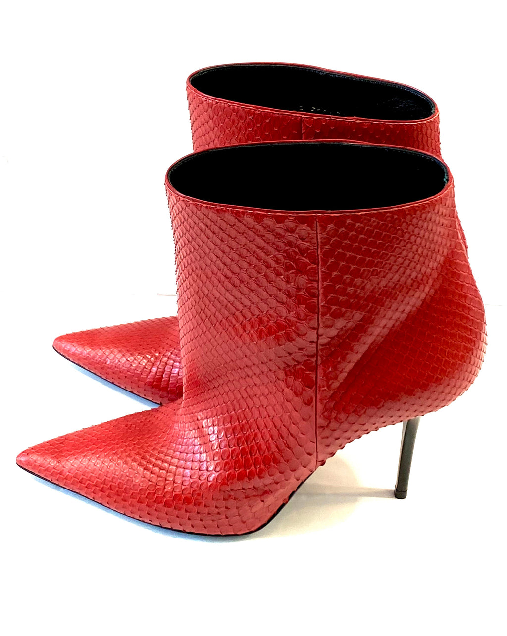 YSL SNAKESKIN EMBOSSED LEATHER ANKLE BOOTS