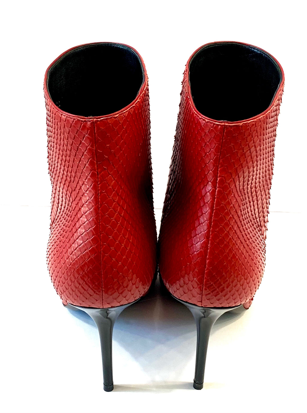 YSL SNAKESKIN EMBOSSED LEATHER ANKLE BOOTS