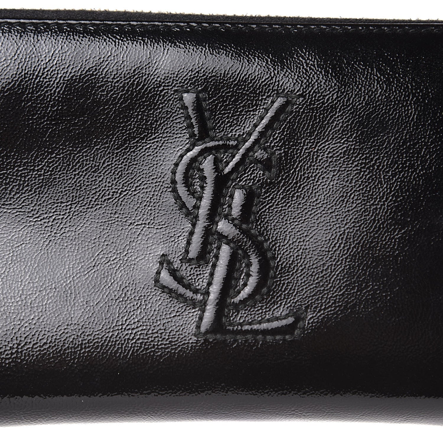 YSL TEXTURED PATENT MONOGRAM BELLE DE JOUR ZIP AROUND WALLET