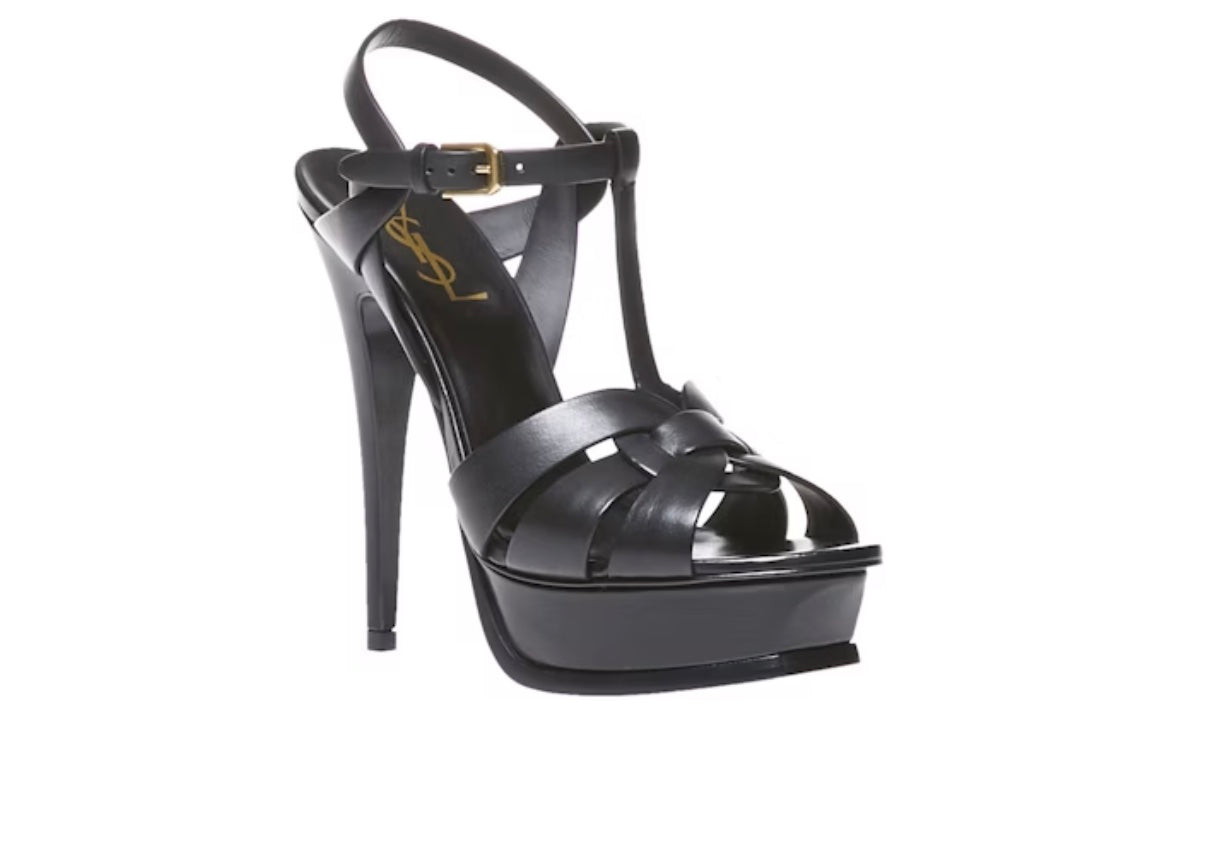 YSL TRIBUTE 75MM LEATHER PLATFORM SANDALS