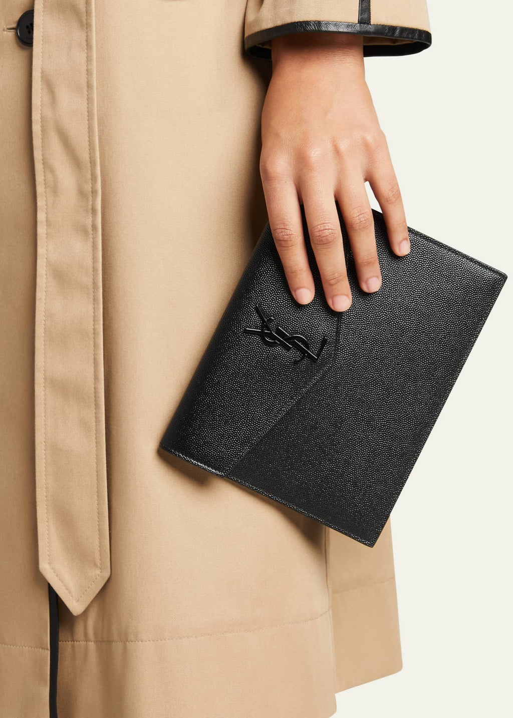 YSL UPTOWN BABY GRAINED LEATHER CLUTCH/WALLET
