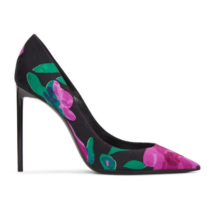 YSL TESSUTO SILK ZOE FLORAL PUMPS