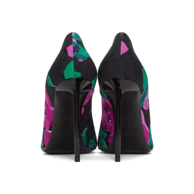 YSL TESSUTO SILK ZOE FLORAL PUMPS