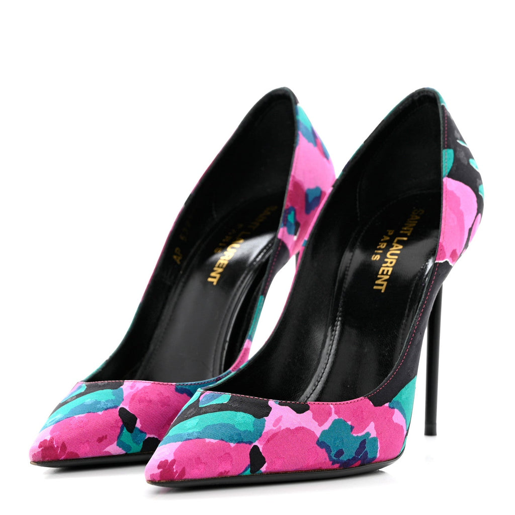 YSL TESSUTO SILK ZOE FLORAL PUMPS