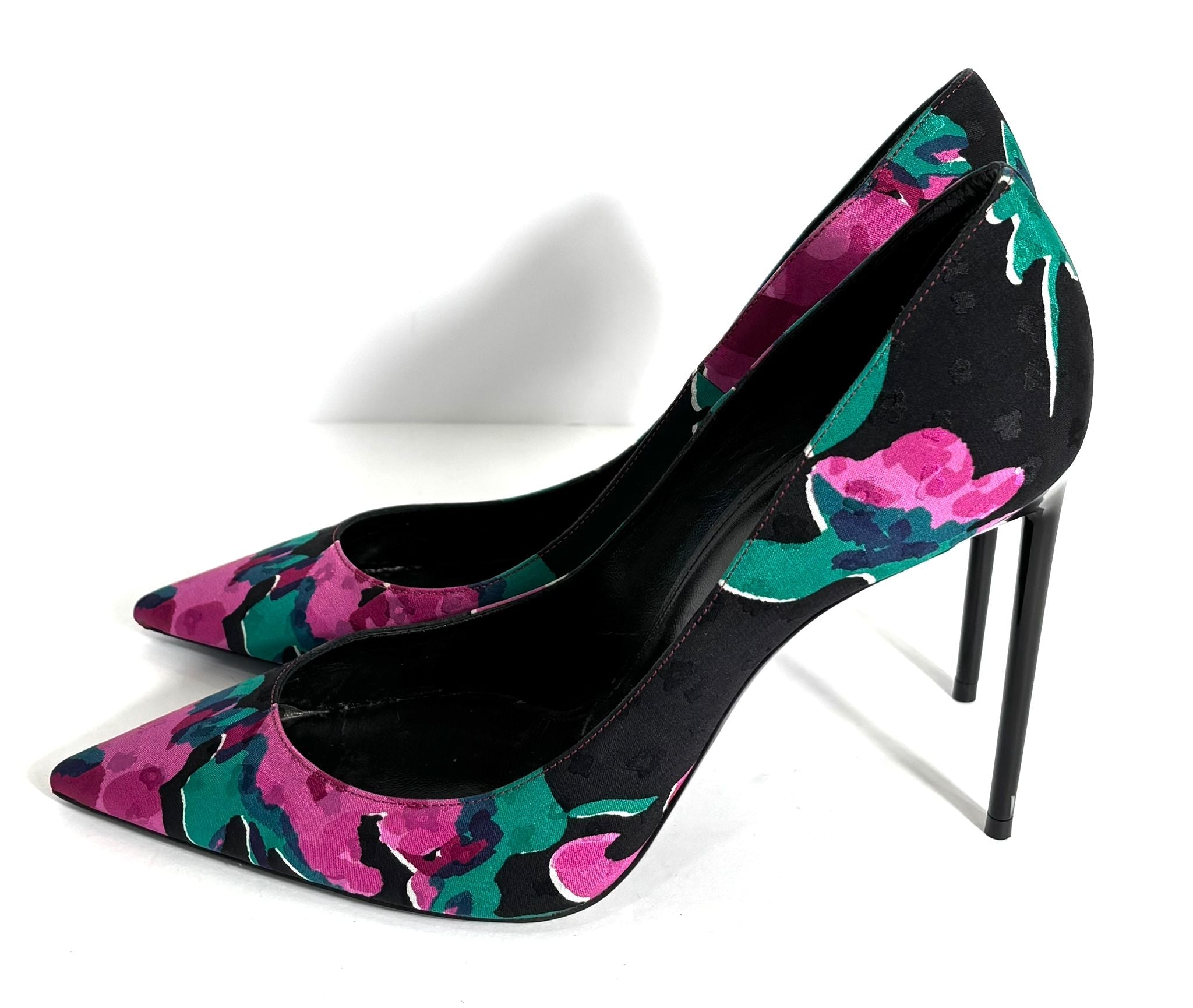 YSL TESSUTO SILK ZOE FLORAL PUMPS