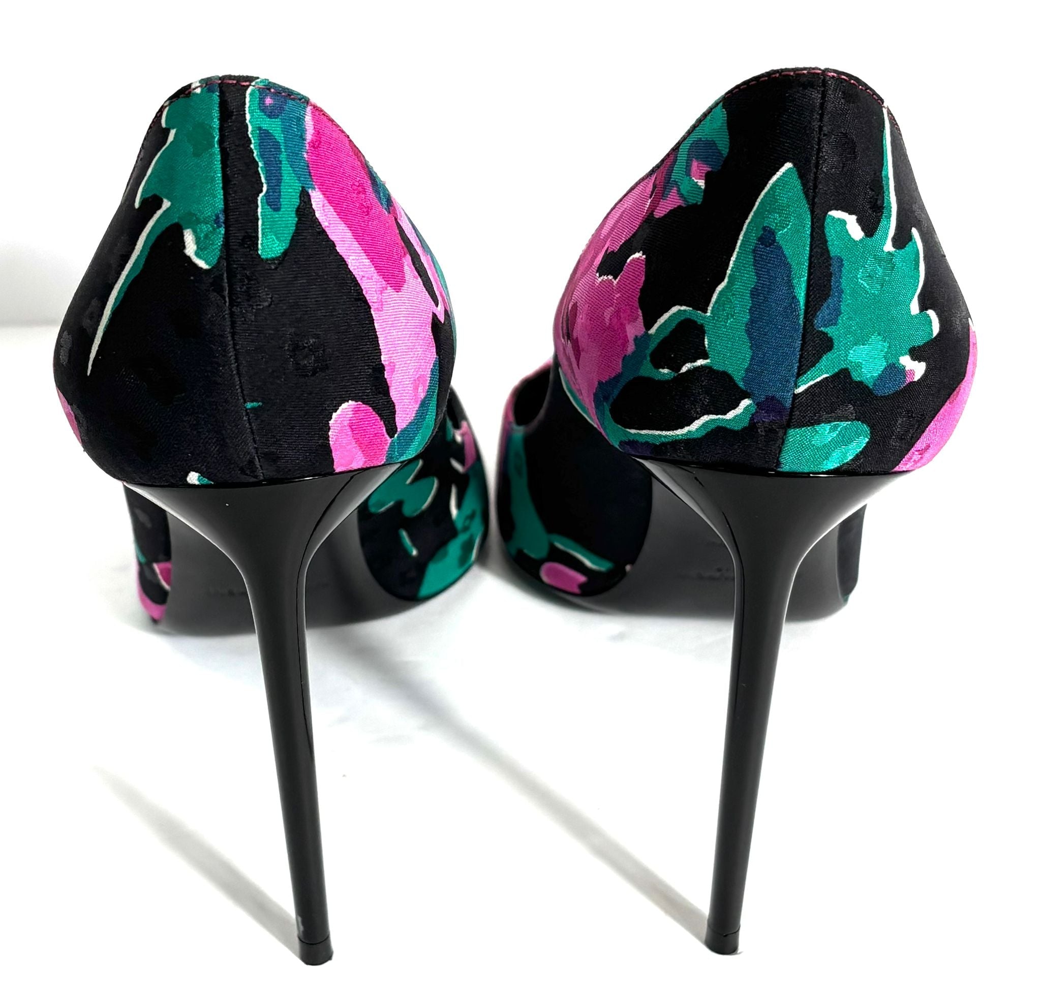 YSL TESSUTO SILK ZOE FLORAL PUMPS