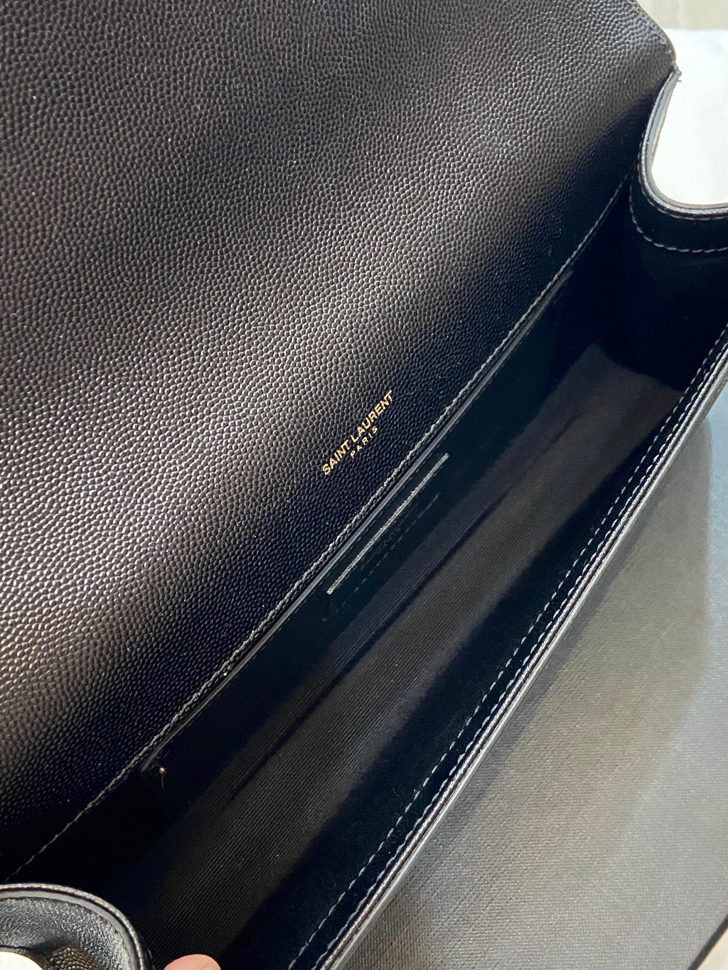YSL BLACK CLUTCH WITH GOLD HARDWARE