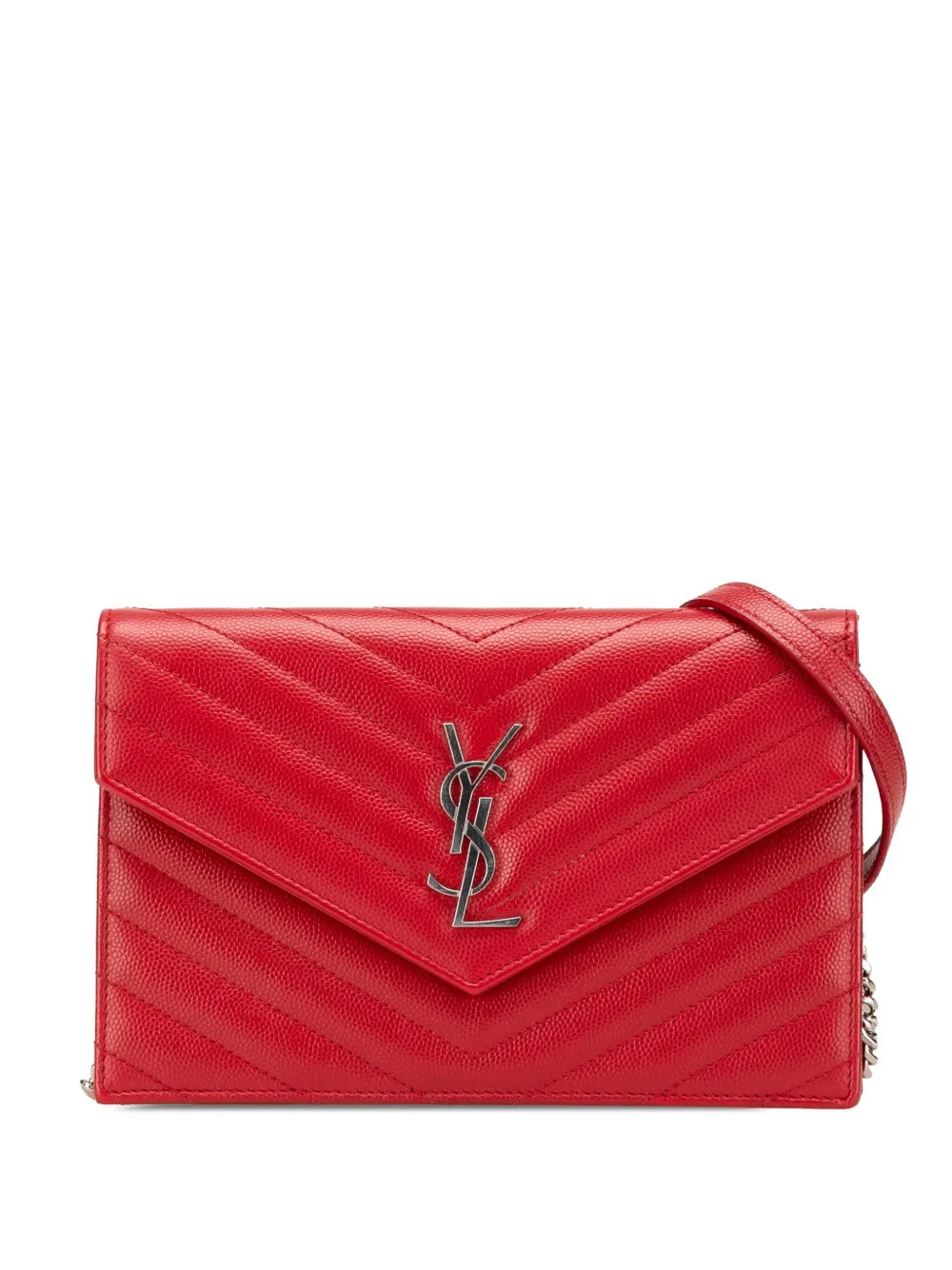 YSL MONOGRAM GRAIN DE POUDRE LEATHER CHAIN WALLET
